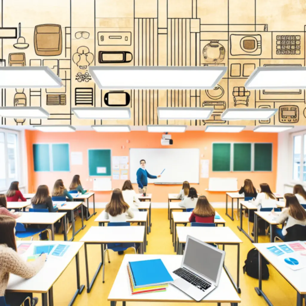 Tanulók és tanár egy modern, személyes nyelvórán Budapesten