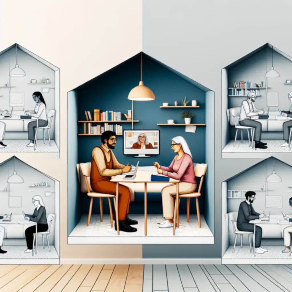 Online angolóra videókonferencia platformon, együtt dolgozó tanulókkal